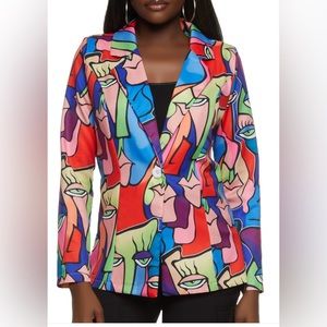 Abstract Face Print Blazer